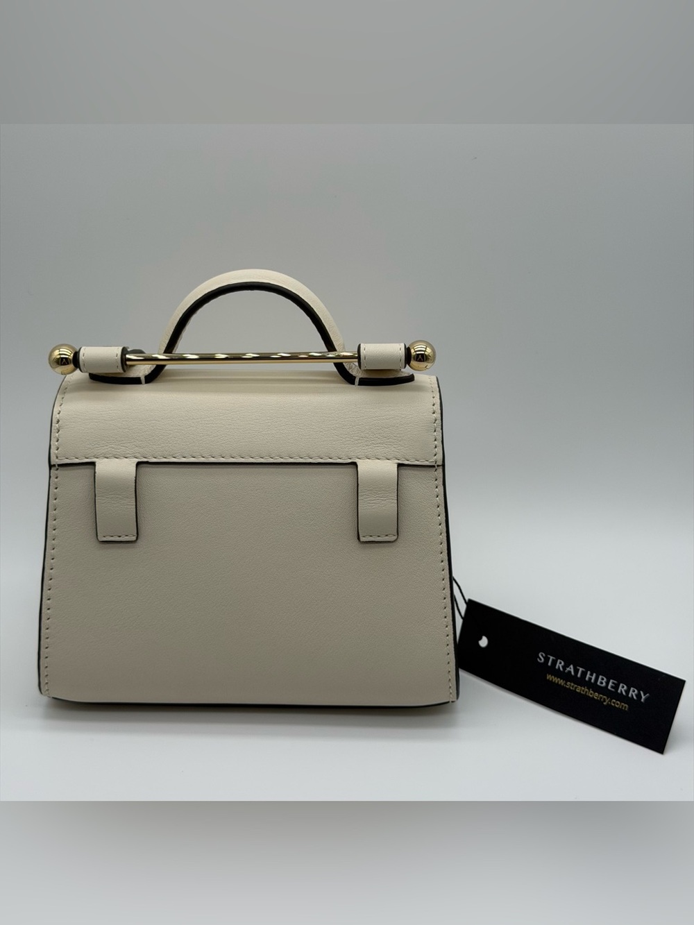 Strathberry Allegro Micro Vanilla Leather Top Handle Bag Made Spain NWT No Strap - Picture 3 of 17
